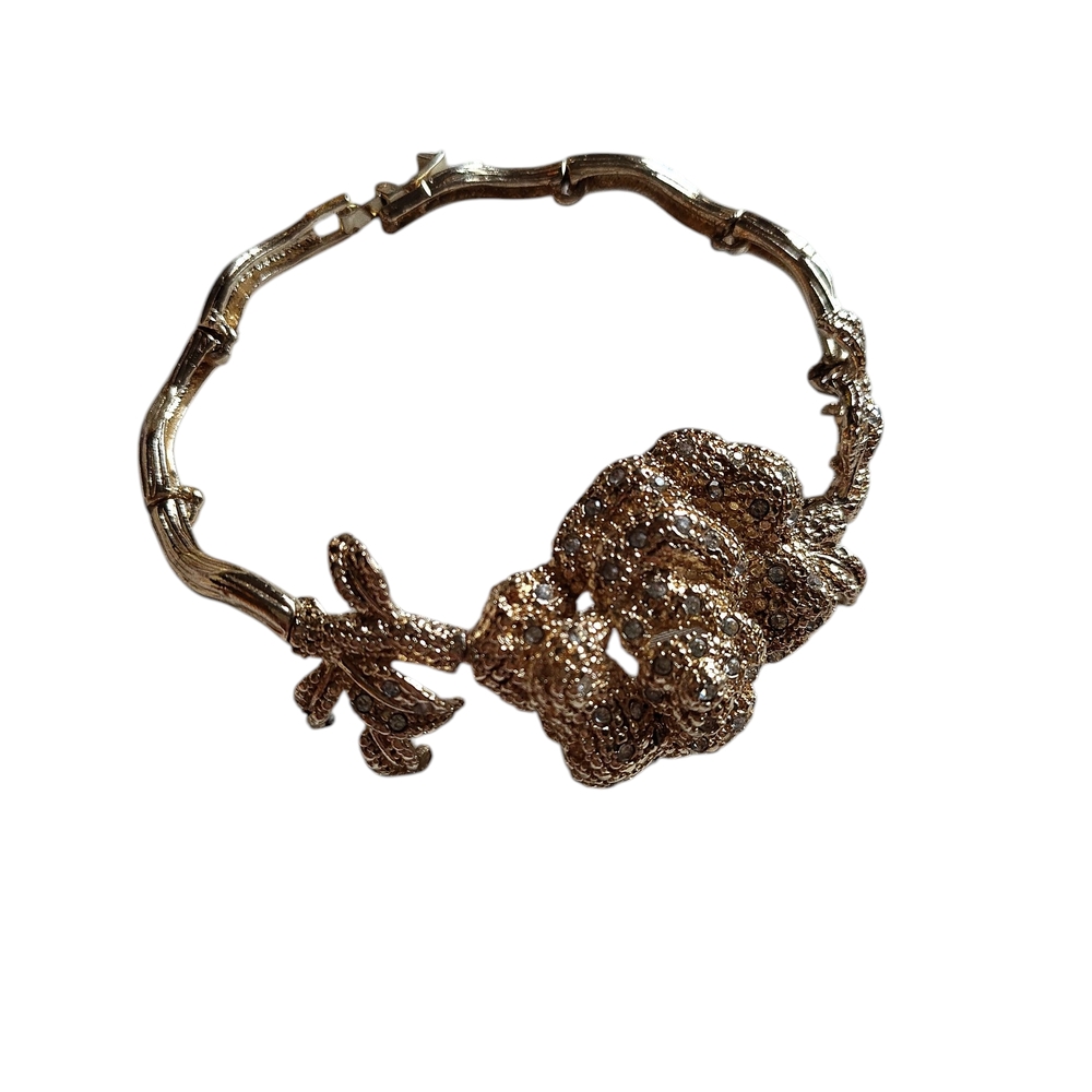 Vintage Statement Floral Elegant Gold Tone Bracelet‎